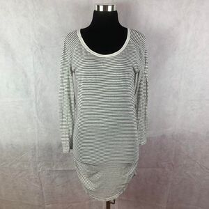 James Perse Standard 1 Striped Long Sleeve Tunic Tee Ruched Top USA Flaw T-shirt